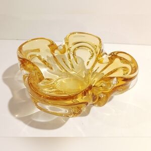 Vintage Chalet Light Amber Glass Art Bowl